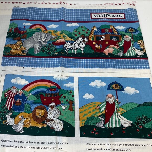 Vintage VIP Cranston Print Works Noah's Ark Story Book Quilt Panel Fabric - Picture 1 of 12